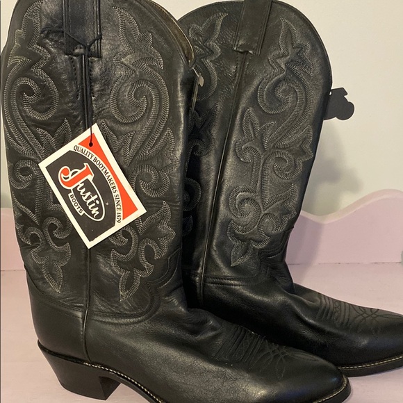 Justin Boots Other - Justin Black Leather Cowboy Boots, brand new